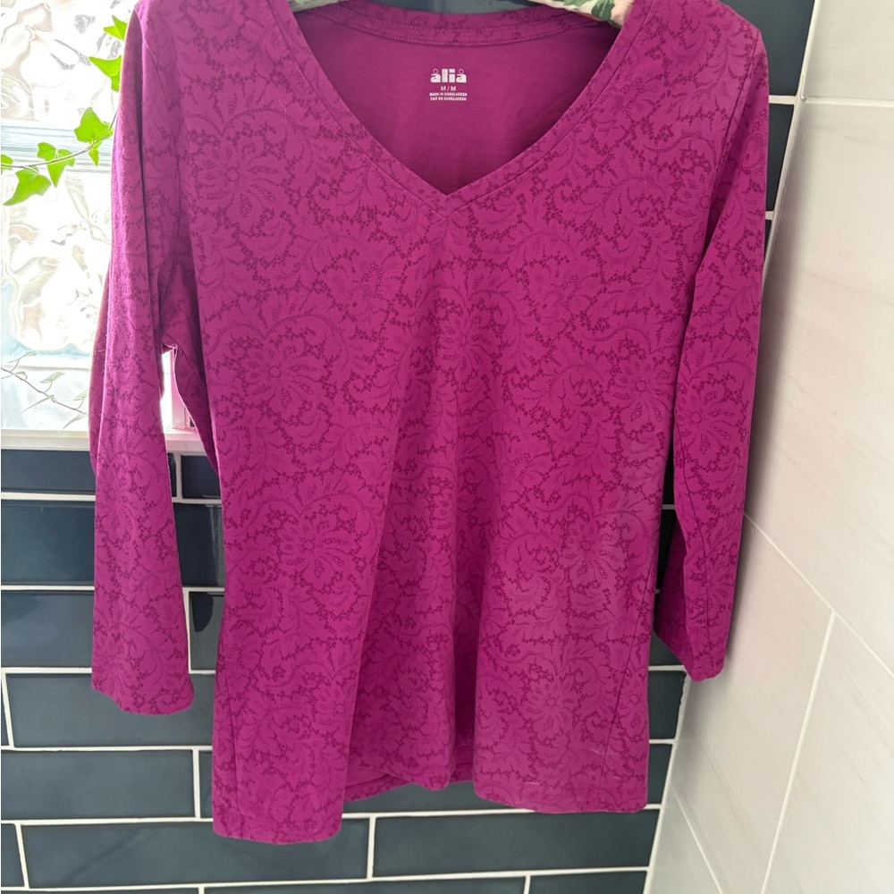 Alia Pink Fitted 3/4 Sleeve Blouse